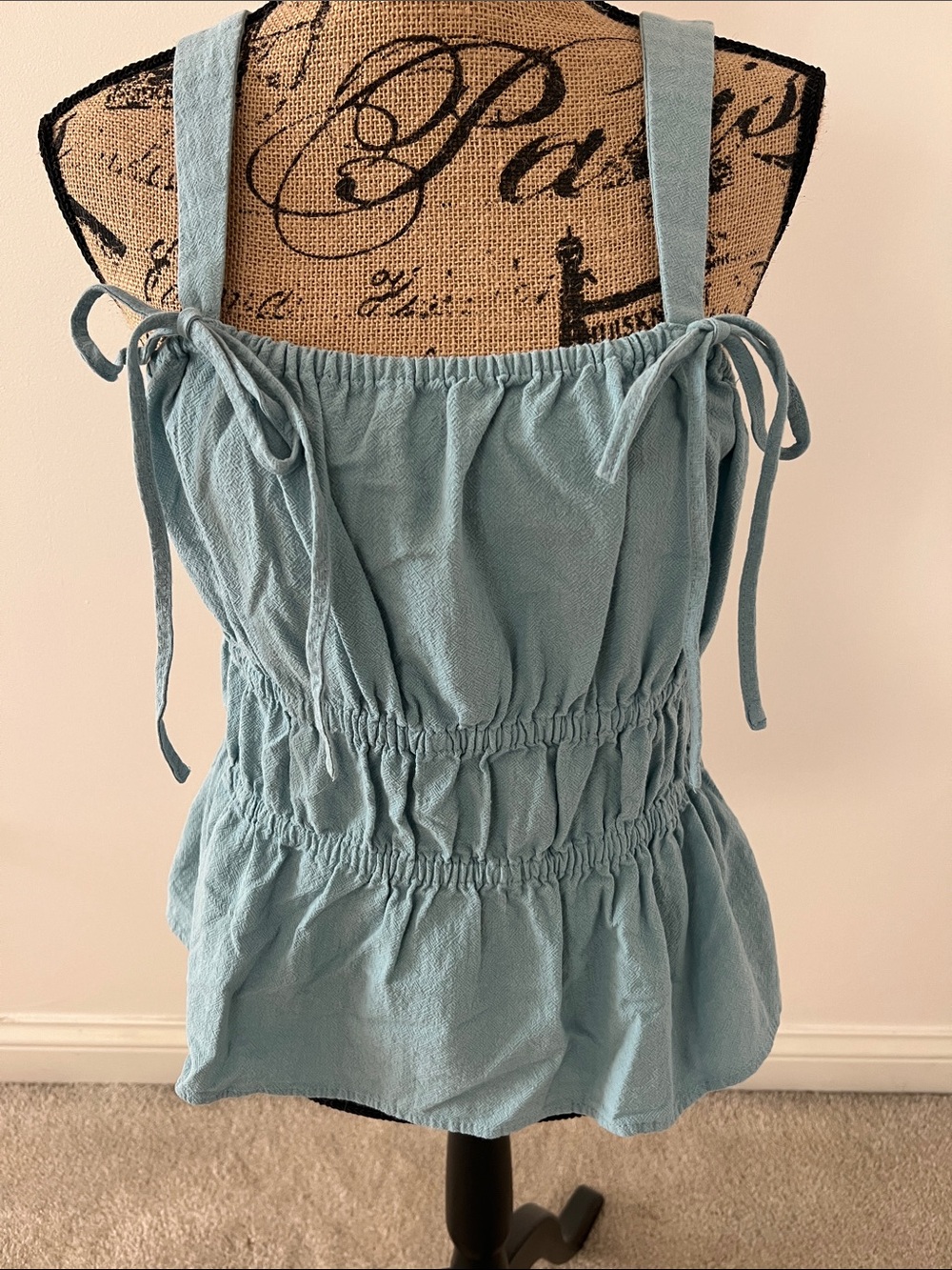 Universal Thread Light Blue Smocked Tie-Shoulder Camisole